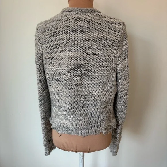 IRO Carene Knotted Boucle Knit Gray Wool Blend Snap Button Jacket Sz FR 40/US 8 - Picture 6 of 12